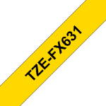 Brother TZE-FX631 DirectLabel black on yellow Laminat 12mm x 8m for Brother P-Touch TZ 3.5-12mm/18mm/6-18mm/6-24mm/6-36mm