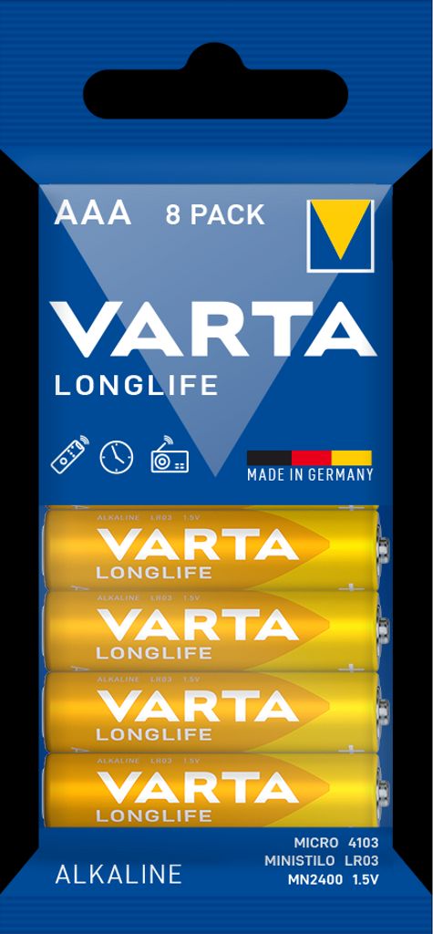 EU Product - Longlife Alkaline AAA battery LR3, 8-pack thumbnail