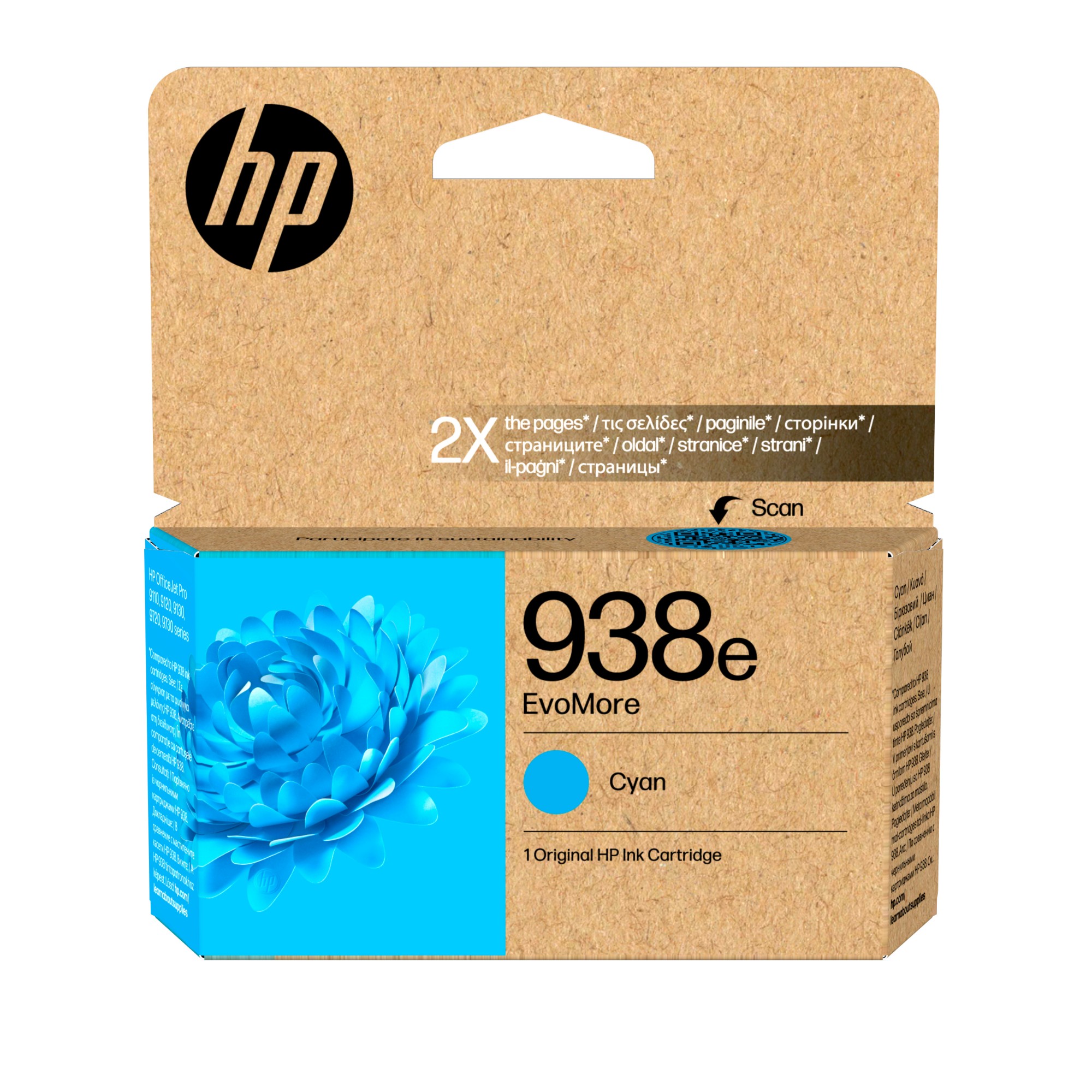 HP 938e EvoMore Cyan Original Ink Cartridge
