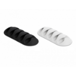 DeLOCK Cable Holder with 5 feed-throughs self-adhesive Set 6 pieces black / white