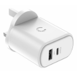 Cygnett PowerPlus 32W USB-C PD Dual Port Wall Charger UK - White
