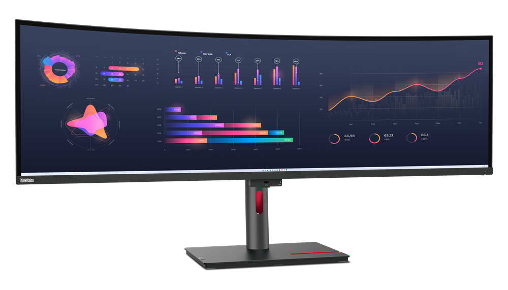 Image of Lenovo ThinkVision P49w-30 LED display 124.5 cm (49") 5120 x 1440...
