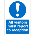 SECO by Stewart Superior SECO Mandatory Safety Sign All Visitors Must Report to Reception Self Adhesive Vinyl 150 x 200mm - M227SAV150X200