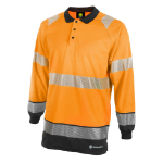 BEESWIFT High Visibility  Two Tone Polo Shirt Long Sleeve Orange / Black M