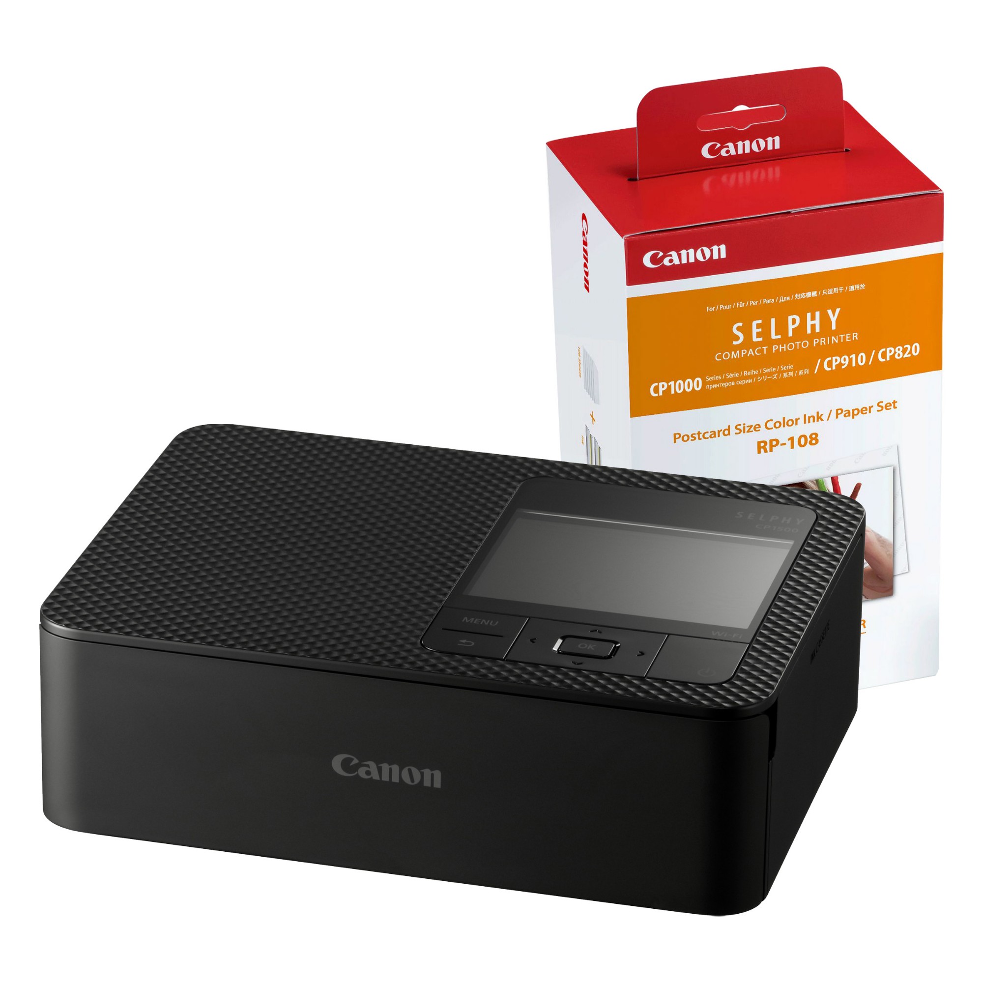 Canon SELPHY CP1500 Wireless Photo Printer inc RP-108 Ink Paper Set -