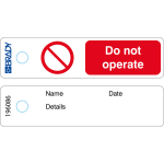 Brady MITAG-P001-EN/50 non-adhesive label 50 pc(s) Black, Blue, Red, White Rectangle