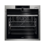 AEG 8000 Series SteamCrisp Pyrolytic Self-Cleaning Digital Electric Single Oven with Food Probe & Co