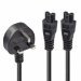 Lindy 2.5m UK 3 Pin Plug To IEC 2 x C5 Splitter Extension Cable, Black