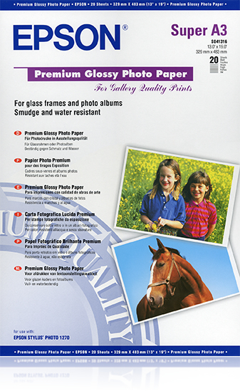 Image of Epson Premium Glossy Photo Paper, DIN A3+, 250g/m², 20 Sheets