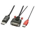 Lindy 1m DVI-D (with USB) to DP Active Adapter Cable, Black