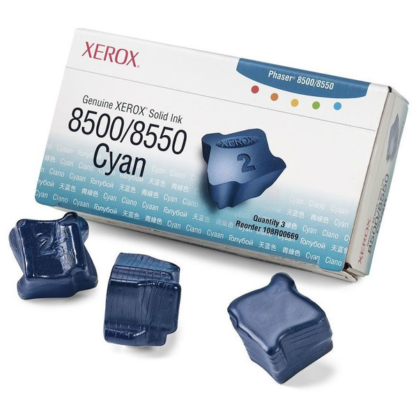 Xerox 108R00669 Dry ink in color-stix cyan, 3x3K pages Pack=3 for Xerox Phaser 8500/8550