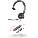 POLY Blackwire 3310 Microsoft Teams Certified Headset +USB-C/A Adapter TAA