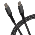 Maplin USB-C to USB-C 60W PD Braided Cable - Silver - 0.25m