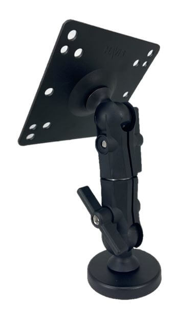 Heavy Duty Magnetic Mount C-MAG-102: no drill solution. Dual knuckle with knobs articulation. Adhesive nitrile rubber pad incl. Specs: 6.25in pole length, 120 lbs pull force (without nitrile pad), 70 lbs pull force (with nitrile pad) VESA 75mm-100mm