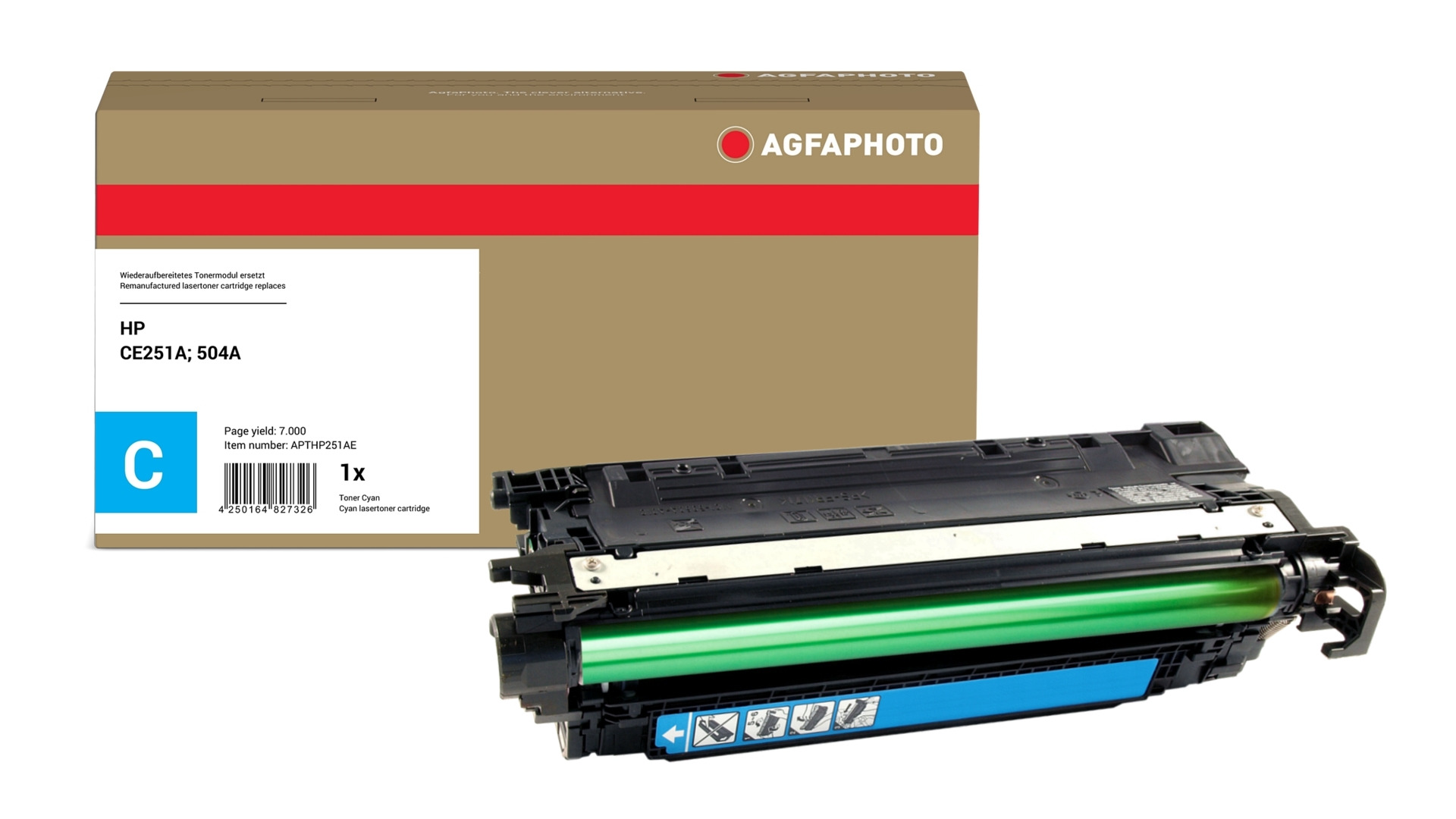 AgfaPhoto Compatible Toner Cartridge. Cyan. Replacement for HP CE251A.