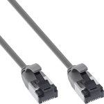 InLine Patch cable slim, U/FTP, Cat.8.1, TPE halogen-free, grey 0.25m