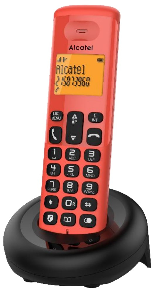 Alcatel E160 DECT telephone Caller ID Black. Red