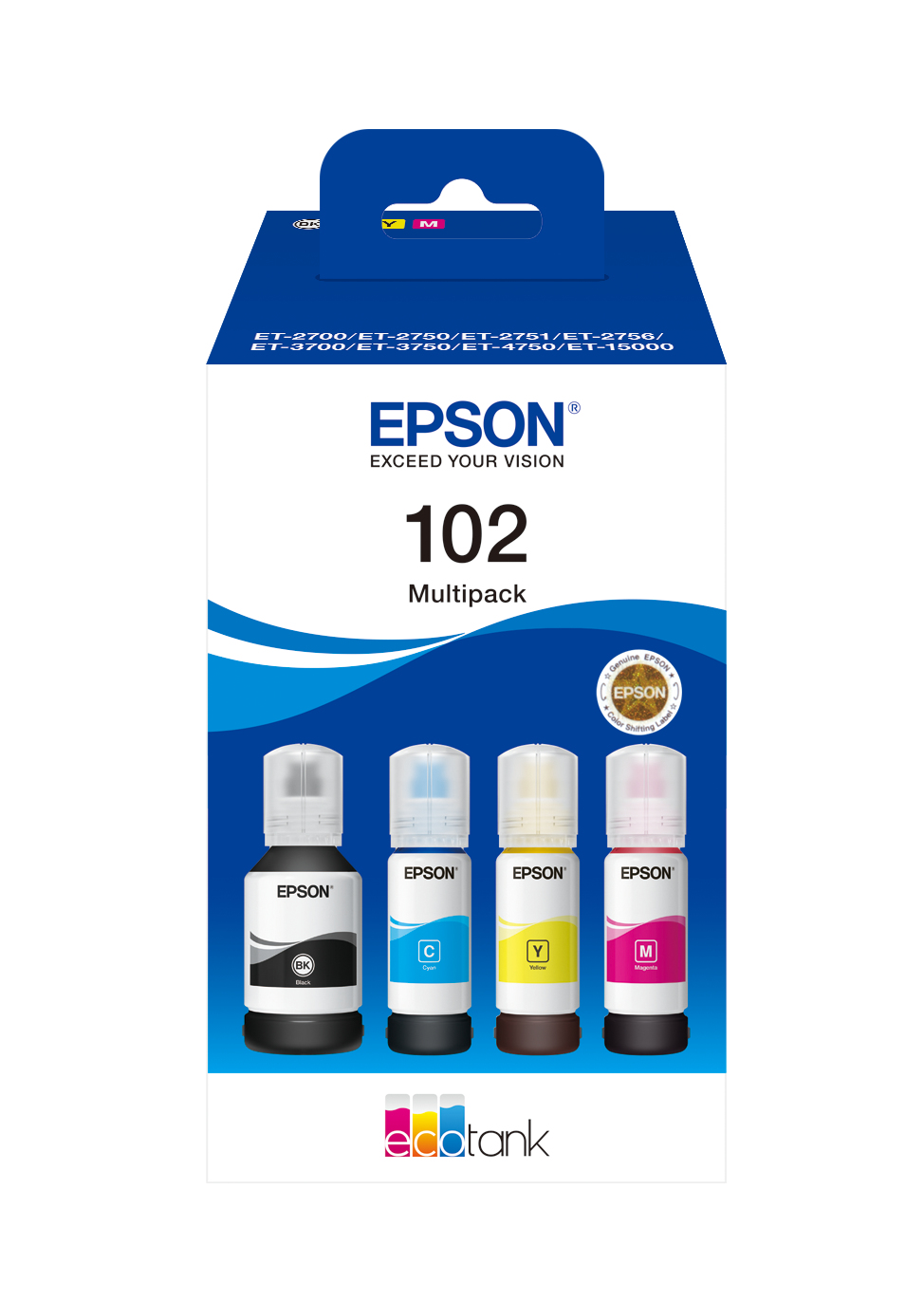 Image of Epson C13T03R640/102 Ink bottle multi pack Bk,C,M,Y 127ml + 3x70ml...