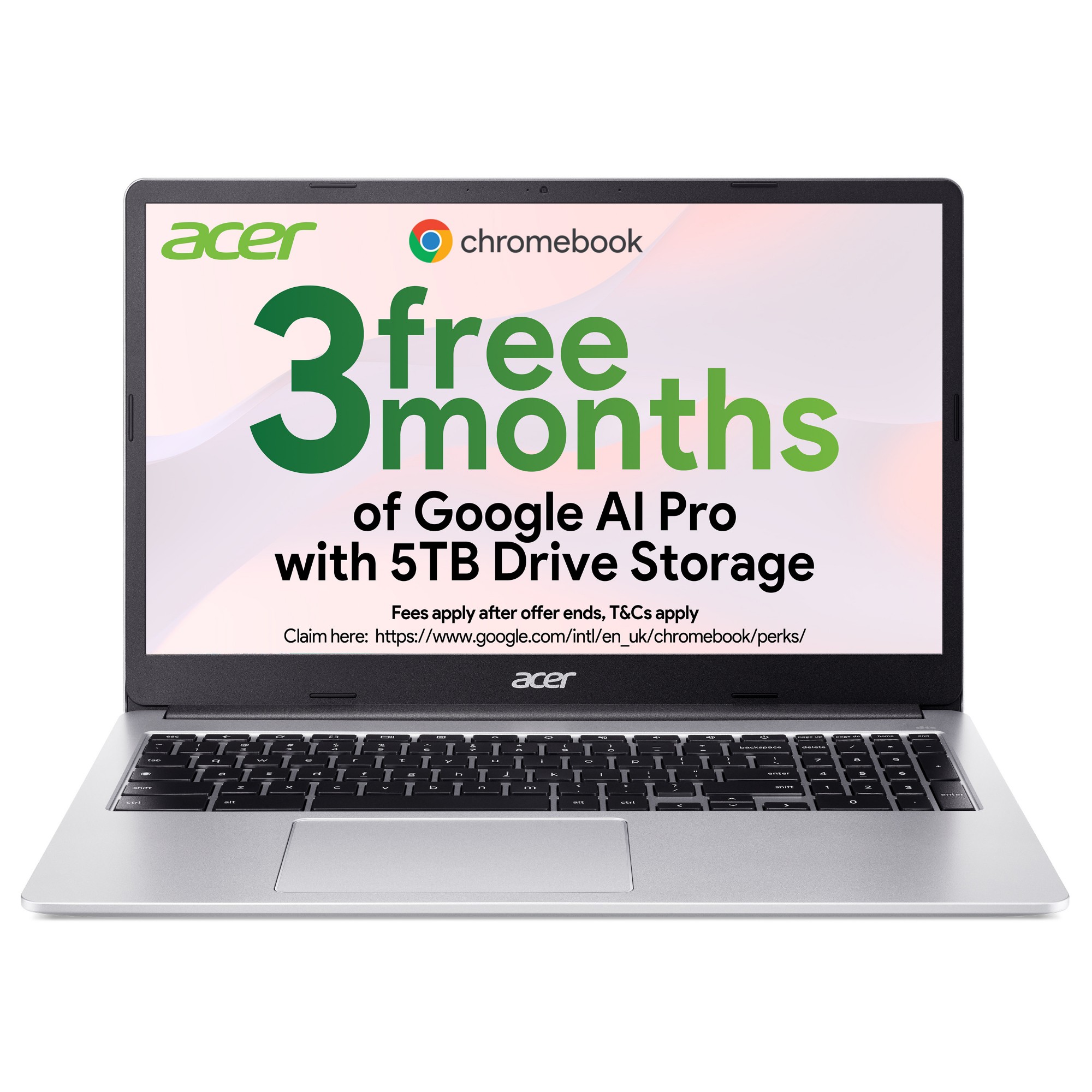 Acer Chromebook 315 CB315-4HT - Intel Celeron N4500 8GB 128GB eMMC 15.6" Full HD Touchscreen Chrome OS Silver