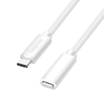 LogiLink USB 2.0 Type-C cable, C/M to USB-C/F, PD, white, 1 m