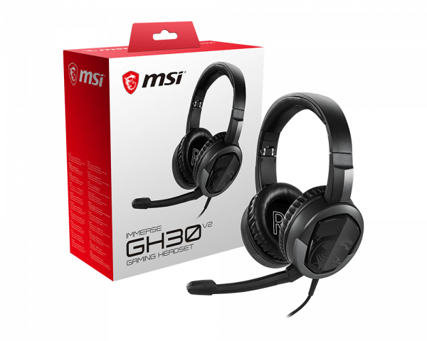 Image of MSI IMMERSE GH30 V2 Gaming Headset 'Black with Iconic Dragon Logo,...