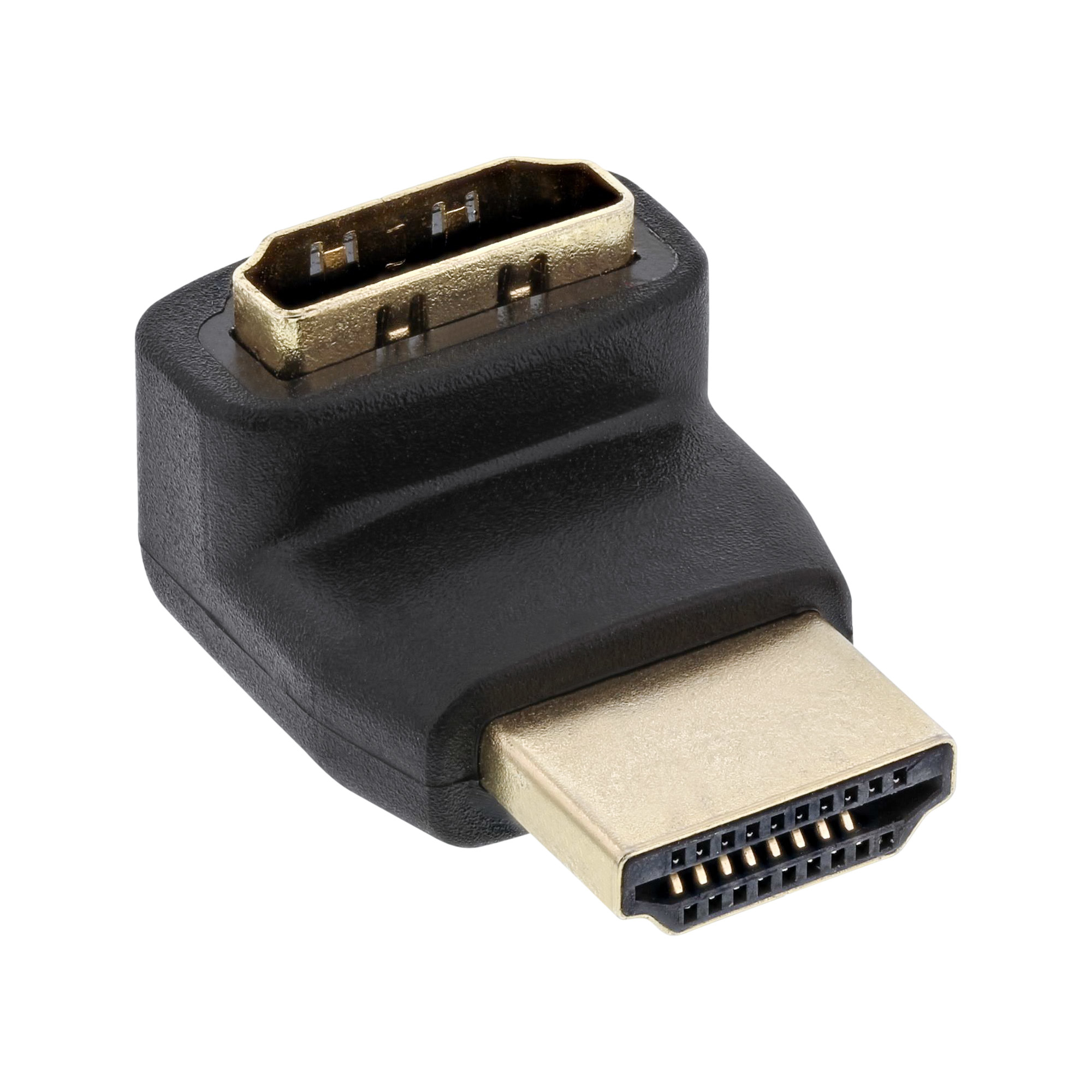 Image of InLine HDMI adaptor, male/female, angled up, golden contacts, 4K2K