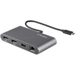 StarTech.com Thunderbolt 3 Mini Docking Station - TB3 Portable Dual Monitor Docking Station with DisplayPort 4K 60 Hz - 1x USB-A (3.2) and GbE - 28 cm built-in cable - Multiport adapter for laptops - Mac/Windows