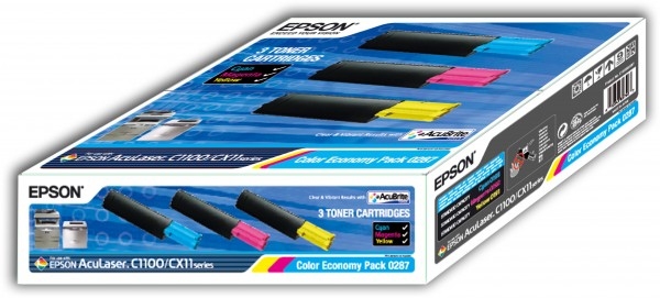 Epson C13S050287/0287 Toner Rainbow-Kit (c,m,y), 1.5K pages for Epson AcuLaser C 1100