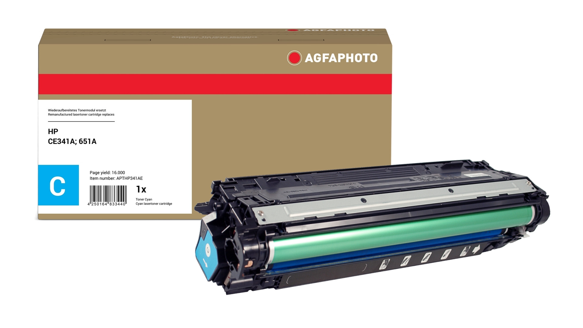 AgfaPhoto Compatible Toner Cartridge. Cyan. Replacement for HP CE341A.