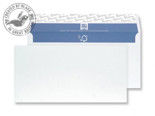 Blake Premium Pure Wallet Peel and Seal Super White Wove DL 110X220mm 120gsm (Pack 50)