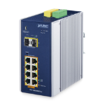 PLANET DIN-Rail L2+/L3 Manageable Managed L2+ Gigabit Ethernet (10/100/1000) Power over Ethernet (PoE) Aluminium, Blue