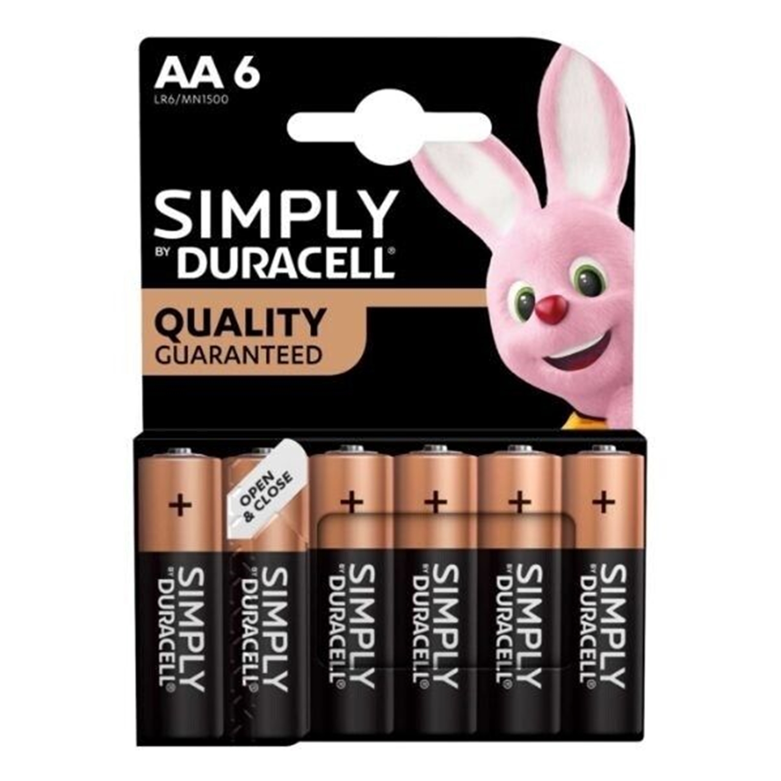 Image of Duracell Simply Alkaline Pack of 6 AA Batteries