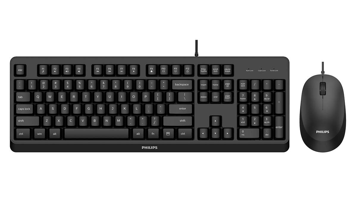 SPT6207BL/40 PHILIPS 2000 series SPT6207BL - Keyboard and mouse set - USB 2.0 - QWERTY