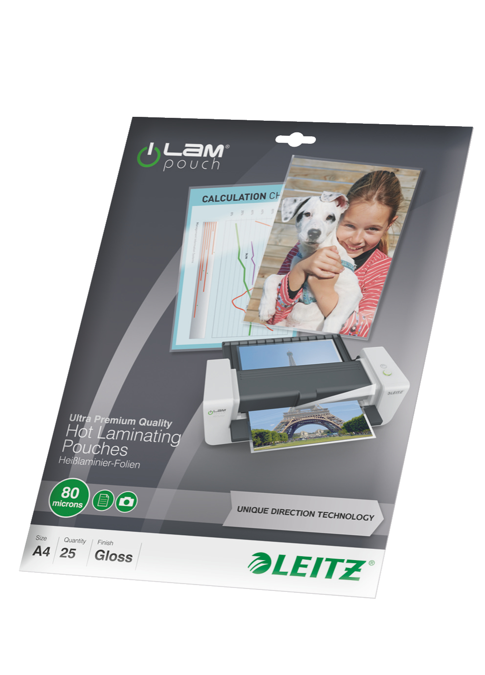 Image of Leitz iLAM Ultra-premium Glossy A4 Laminating Pouches with UDT. 80 mic
