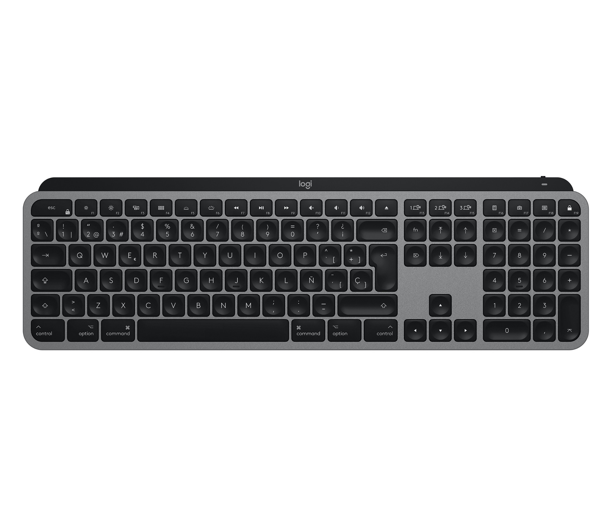 MX Keys - Standard - RF Wireless + Bluetooth - QWERTY - Aluminum - Black thumbnail