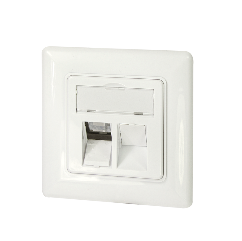 LogiLink Keystone Faceplate for 2 modules, German type, pure white