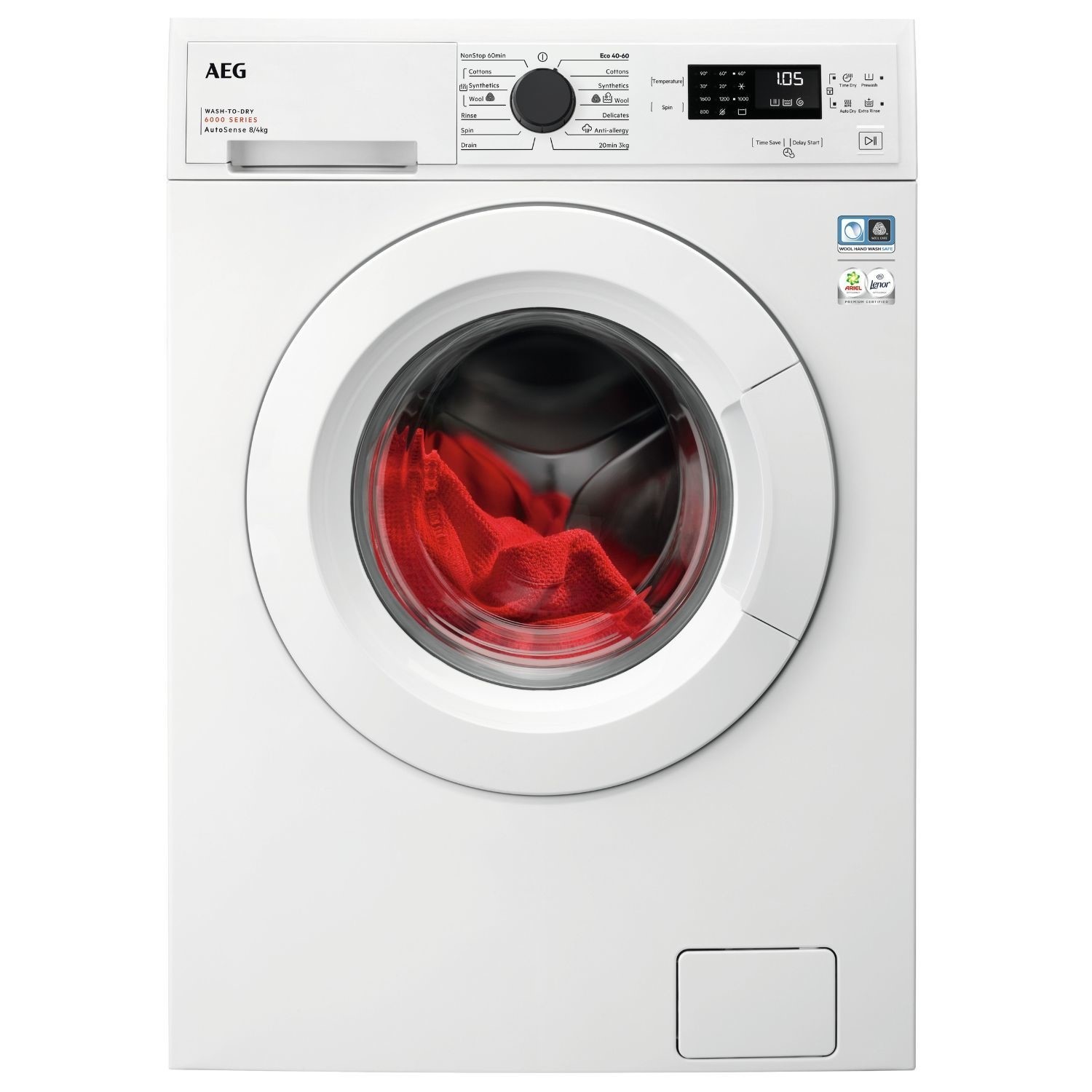 AEG 6000 Series AutoSense  8kg Wash 4kg Dry 1600rpm Washer Dryer - Whi