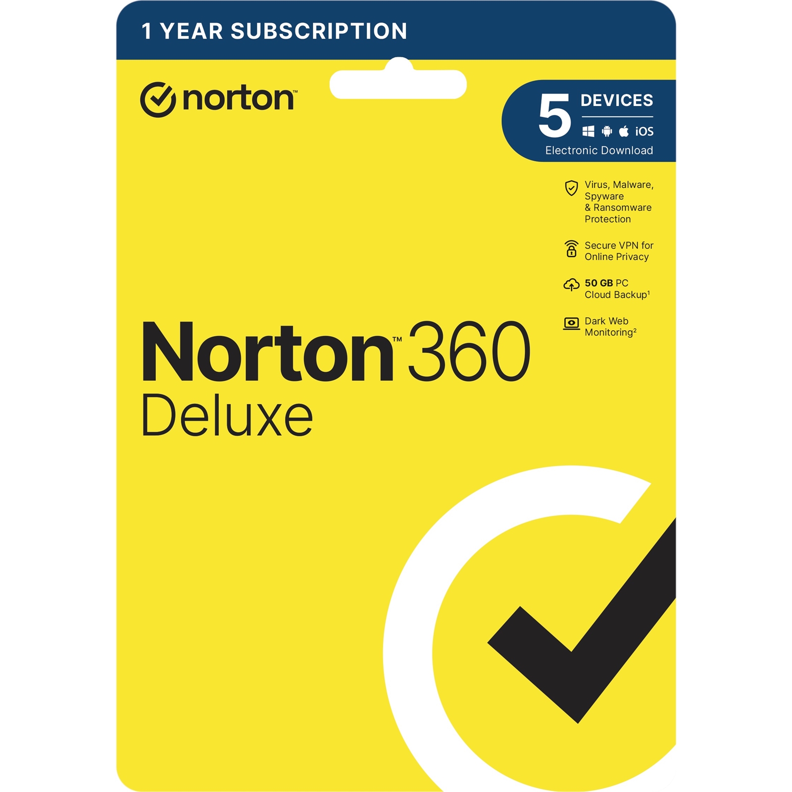 Image of NortonLifeLock 360 Deluxe 1x 5 Device 1 Year Retail Licence - 50GB...