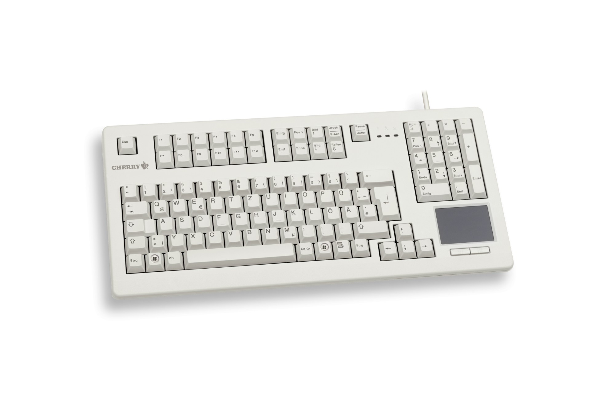 CHERRY TouchBoard G8011900 Corded Keyboard with Touchpad, Light Grey