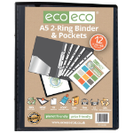 Eco Eco A5 65% Recycled Ring Binder with 12 Multi Punched Pockets - Single