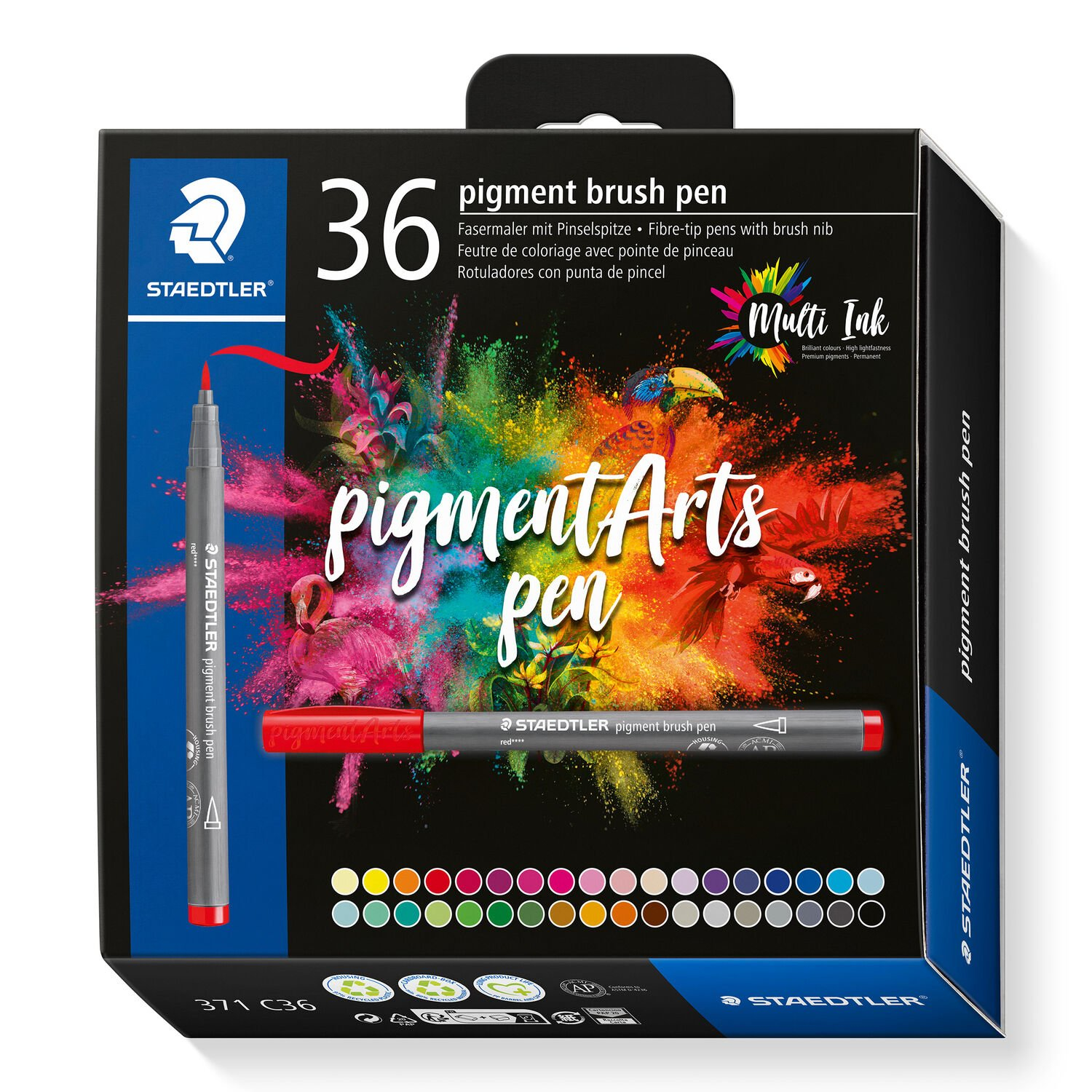 Staedtler Pigment Arts Brush Pen felt pen Multicolour 36 pc(s)