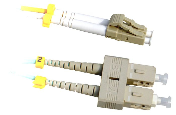 Image of Lanview LVO231479 fibre optic cable 5 m 2x LC 2x SC OM3 Aqua colour