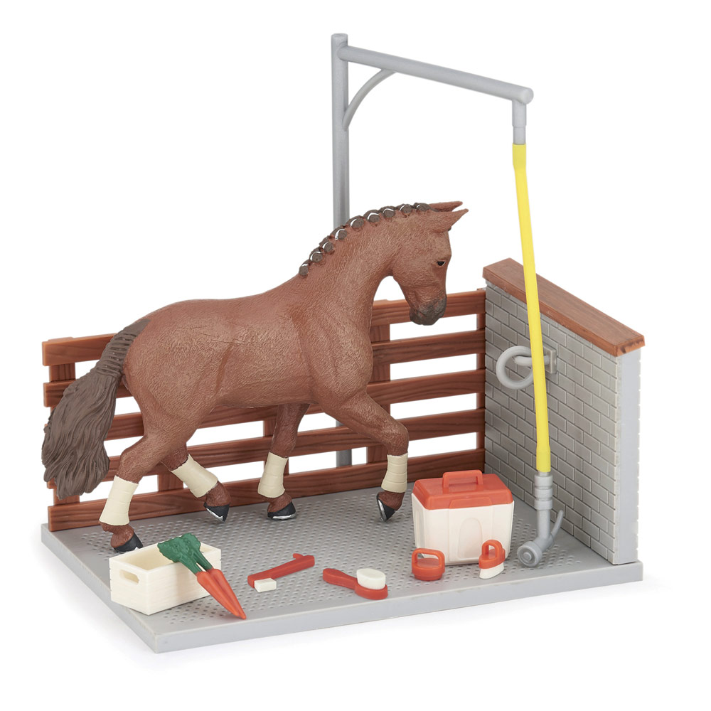  Horses and Ponies Wash Box and Accessories Toy Playset - Brown