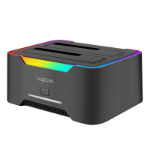 LogiLink USB 3.2 Gen1 Docking Station, 2-Bay, for 2,5/3,5" SATA HDD/SSD, RGB