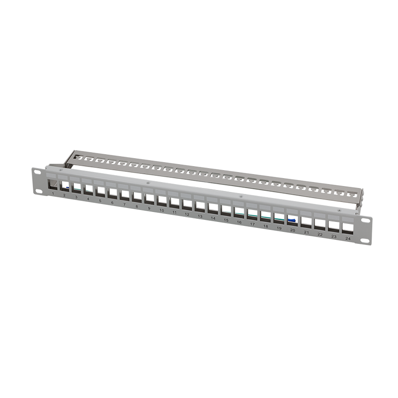 LogiLink Keystone Panel 1U. 24 ports. shielded. with label field. grey