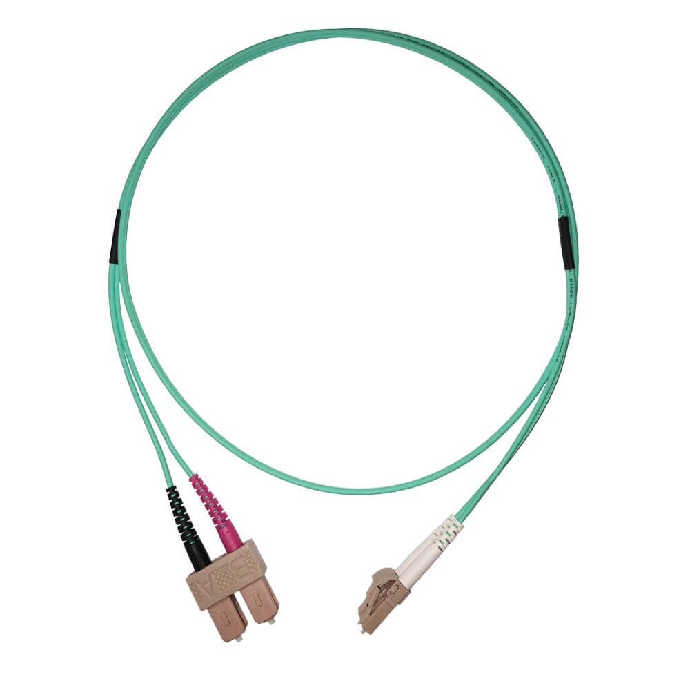 Videk 50/125 OM3 LC to SC Duplex Fibre Optic Patch Cable Aqua 5Mtr