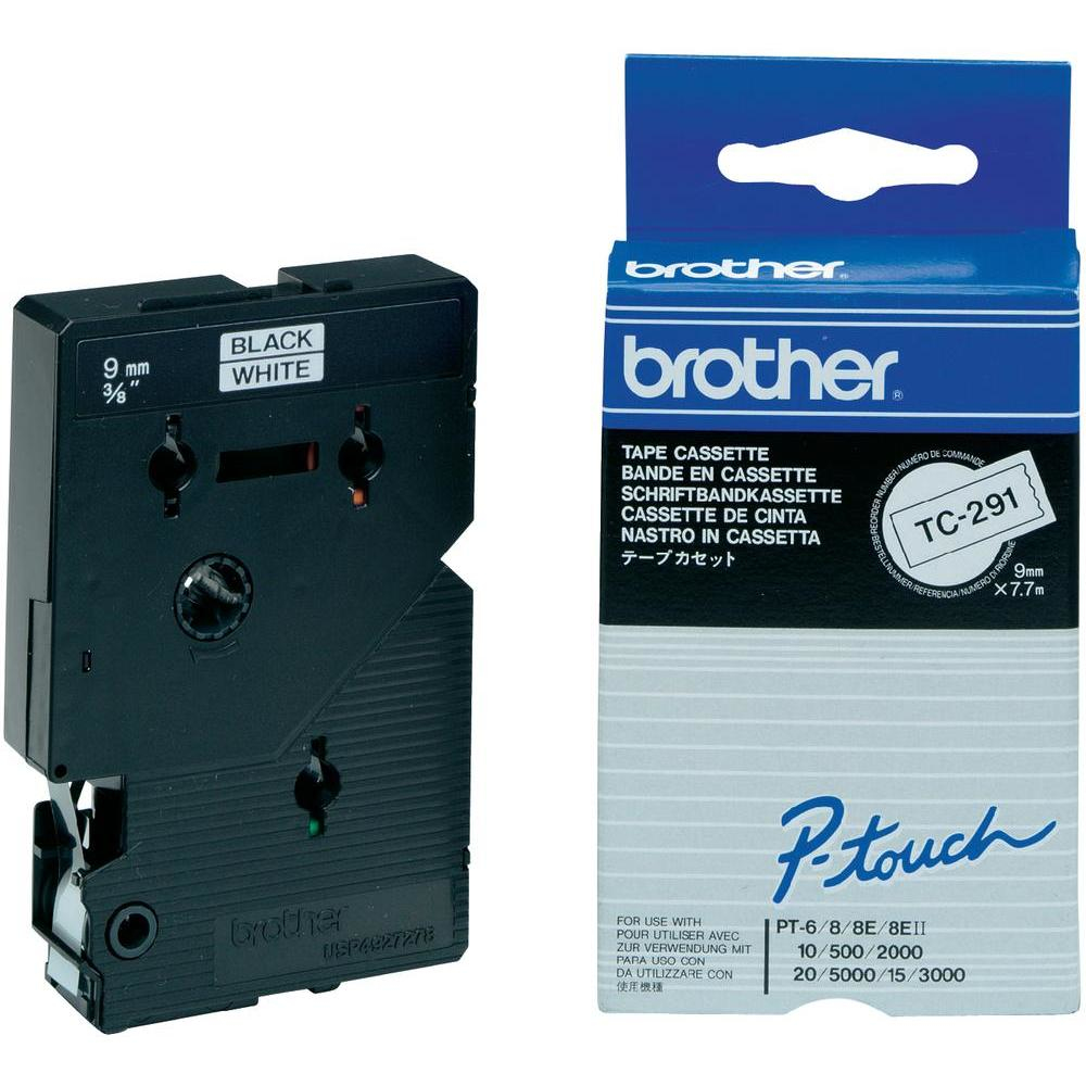 Image of Brother TC-291 DirectLabel black on white 9mm x 7,7m for Brother...