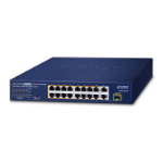 PLANET 16-Port 10/100TX 802.3at PoE Unmanaged Fast Ethernet (10/100) Power over Ethernet (PoE) 1U Blue