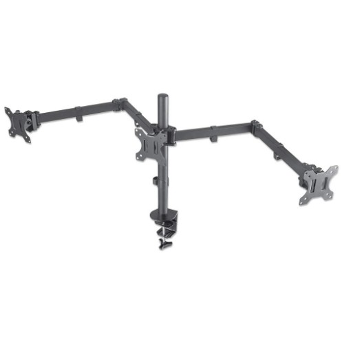 Manhattan TV & Monitor Mount, Desk, Double-Link Arms, 3 screens, Screen Sizes: 10-27