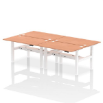 Dynamic Air Back-to-Back W1400 x D800mm Height Adjustable Sit Stand 4 Person Bench Desk With Cable Ports Beech Finish White Frame - HA02038 DD